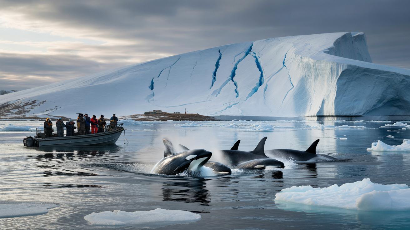 Emergency declared in Greenland as researchers spot orcas breaching close to melting ice shelves